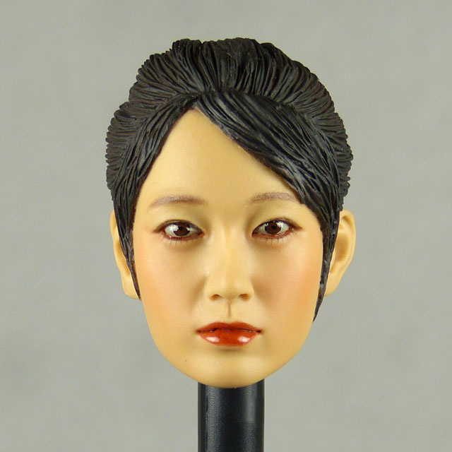 KUMIK 1/6 Man Head Asian Black Short Hair Fit 12'' Figure Body KM18-40 Model Toy 