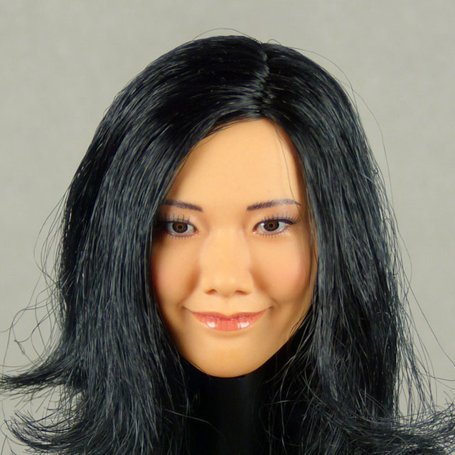Female Asian Brunette Head Sculpt w/ Bang 1/6 Scale Phicen TBLeauge Cat Toys 