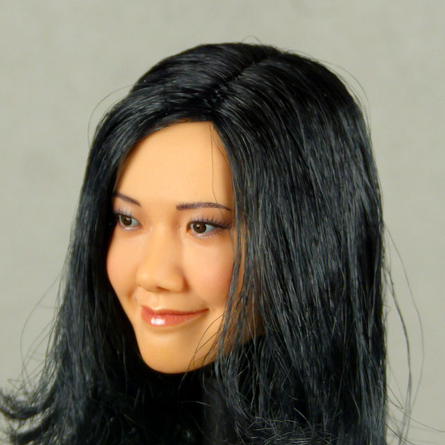1/6 Asian Beauty Lady head black long hair for suntan Phicen kumik ❶US SELLER❶ 