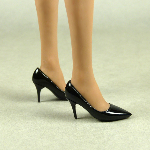 TBLeague AC Play Female Glossy Sharp Black Heel Shoes 1/6 Scale Phicen